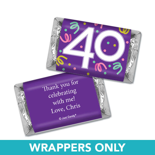 Personalized Forty Confetti Birthday Hershey's Miniatures Wrappers Only