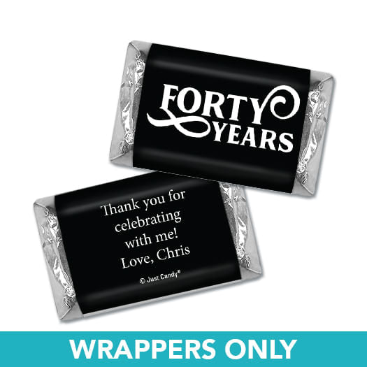 Personalized Milestones 40th Type Birthday Hershey's Miniatures Wrappers Only