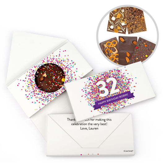 Personalized Birthday Confetti Burst Gourmet Infused Belgian Chocolate Bars (3.5oz)