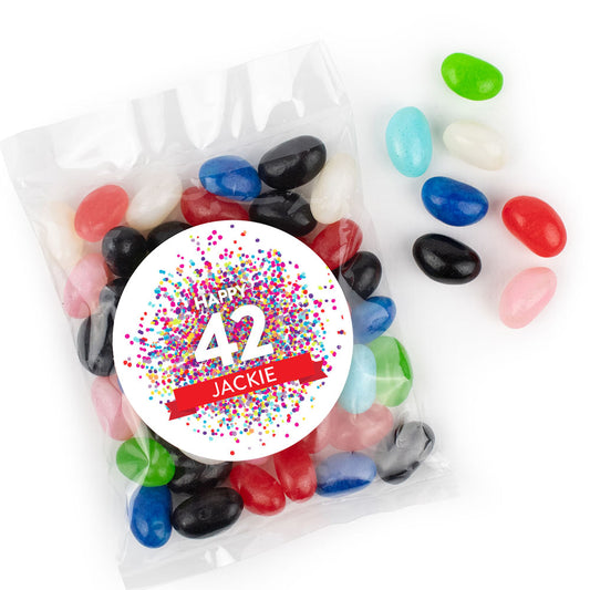 Personalized Birthday Confetti Burst Candy Bag with Jelly Beans