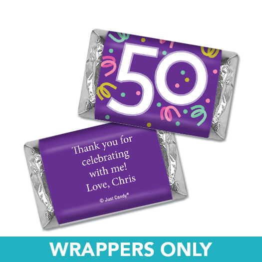 Personalized Fifty Confetti Birthday Hershey's Miniatures Wrappers Only