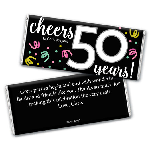 Personalized Milestone Birthday Fifty Confetti Hershey's Milk Chocolate Bar & Wrapper