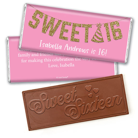 Personalized Birthday Sweet 16 Glitter Party Chocolate Bar & Wrapper