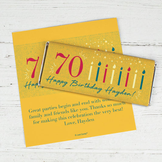 Personalized Milestone Birthday Vintage Seventy Chocolate Bar Wrappers Only