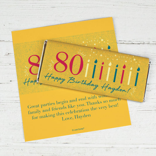 Personalized Milestone Birthday Vintage Eighty Chocolate Bar Wrappers Only