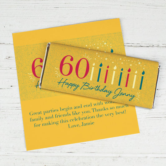 Personalized Milestone Vintage 60th Birthday Chocolate Bar Wrappers Only