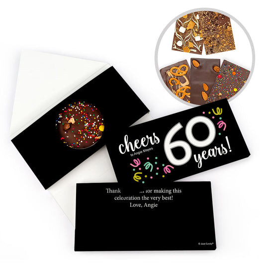 Personalized Birthday Milestone Sixty Confetti Gourmet Infused Belgian Chocolate Bars (3.5oz)