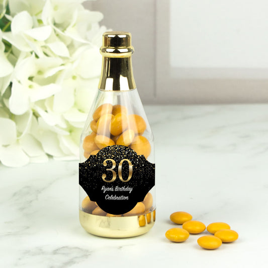 Personalized 30th Birthday Bash Champagne Bottle with Just Candy Chocolate Minis