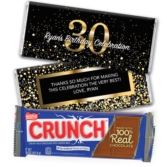 Personalized Milestone Elegant Birthday Bash 30 Nestle Crunch Chocolate Bar & Wrapper