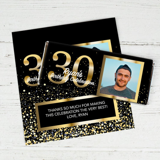 Personalized 30th Birthday Celebration Chocolate Bar Wrappers