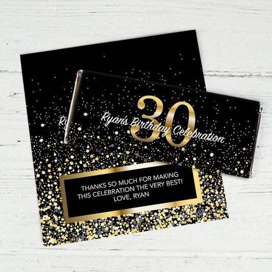 Personalized Milestone Elegant Birthday Bash 30 Chocolate Bar Wrappers