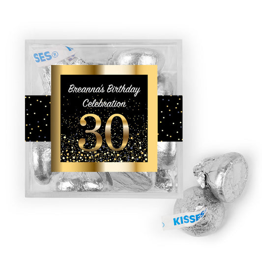 Personalized Milestone 30th Elegant Birthday Bash JUST CANDY� favor cube with Hershey's Kisses