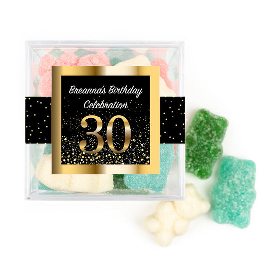 Personalized Milestones 30th Elegant Birthday Bash JUST CANDY� favor cube with Sugar Sanded Gummy Bears