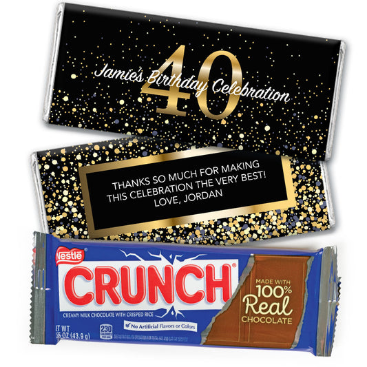 Personalized Milestone Elegant Birthday Bash 40 Nestle Crunch Chocolate Bar & Wrapper