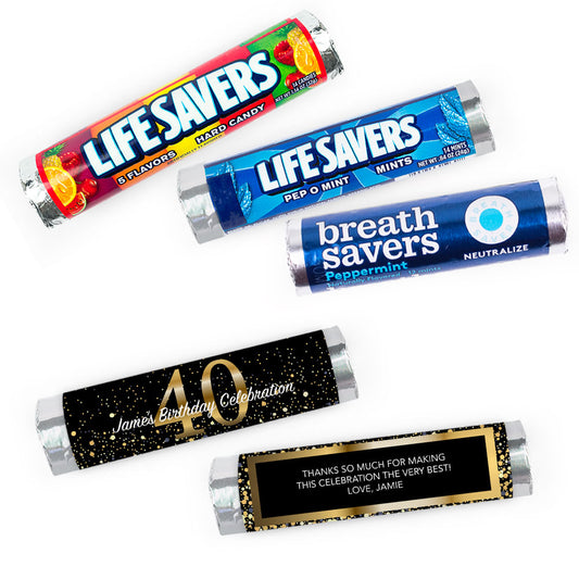 Personalized Elegant 40th Birthday Bash Lifesavers Rolls (20 Rolls)