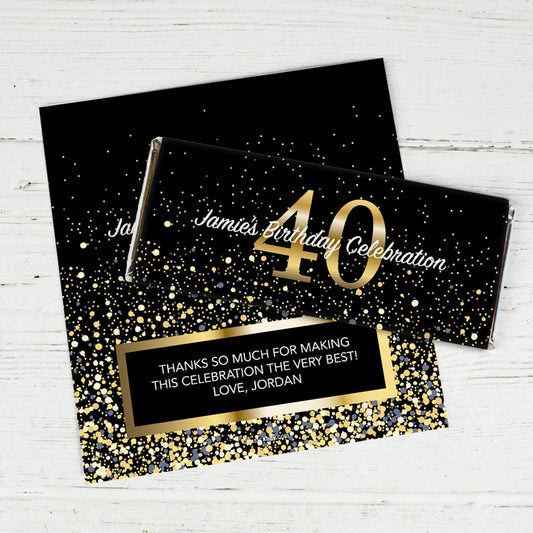 Personalized Milestone Elegant Birthday Bash 40 Chocolate Bar Wrappers