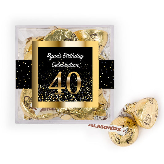 Personalized Milestone 40th Elegant Birthday Bash JUST CANDY� favor cube with Hershey's Kisses