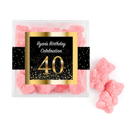 Personalized Milestones 40th Elegant Birthday Bash JUST CANDY� favor cube with Sugar Sanded Gummy Bears