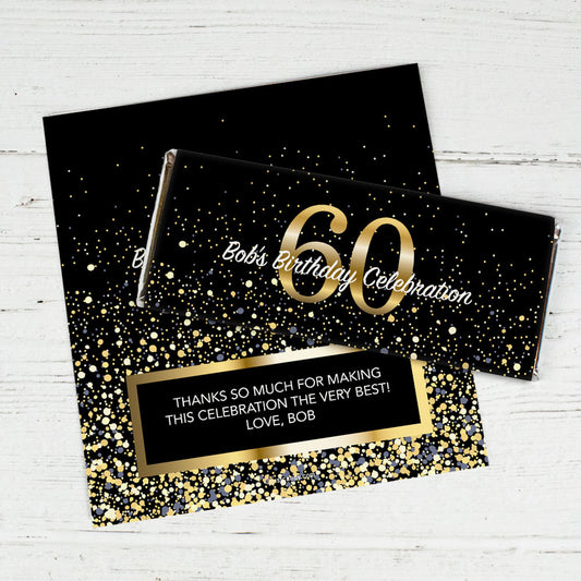 Personalized Milestone Elegant Birthday Bash 60 Chocolate Bar Wrappers