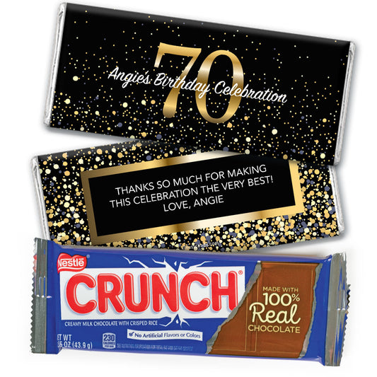 Personalized Milestone Elegant Birthday Bash 70 Nestle Crunch Chocolate Bar & Wrapper