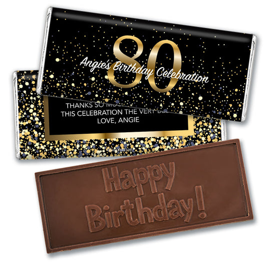 Personalized Milestone Elegant Birthday Bash 80 Embossed Chocolate Bar & Wrapper