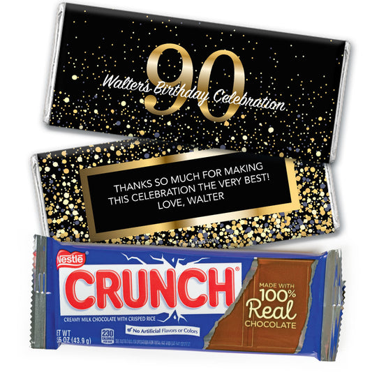 Personalized Milestone Elegant Birthday Bash 90 Nestle Crunch Chocolate Bar & Wrapper