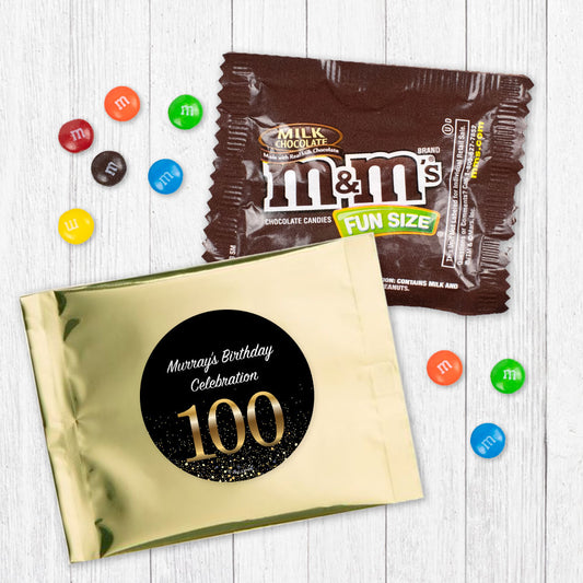 Personalized 100th Milestone Birthday 100 Elegant Birthday Bash Milk Chocolate M&Ms