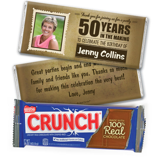 Personalized Milestone 50th Birthday Years to Perfection Nestle Crunch Chocolate Bar