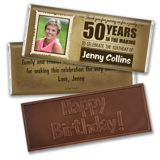 Personalized Milestone 50th Birthday Years to Perfection Embossed Chocolate Bar