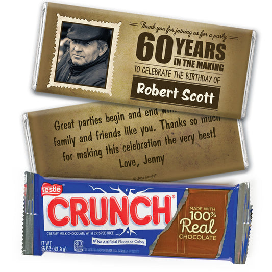 Personalized Milestone 60th Birthday Years to Perfection Nestle Crunch Chocolate Bar