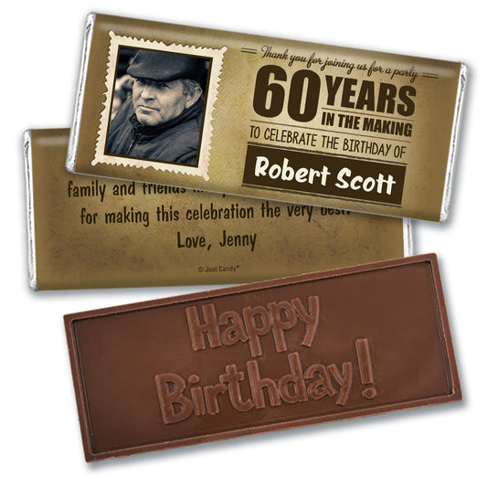 Personalized Milestone 60th Birthday Years to Perfection Embossed Chocolate Bar