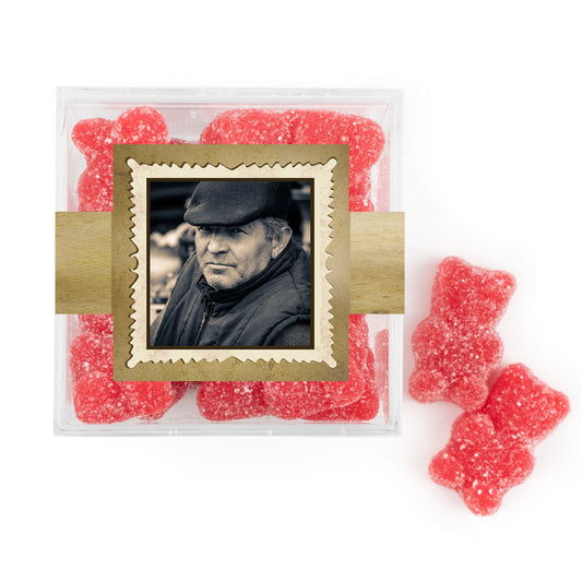 Personalized Milestones 60th Birthday Years in the Making JUST CANDY� favor cube with Sugar Sanded Gummy Bears