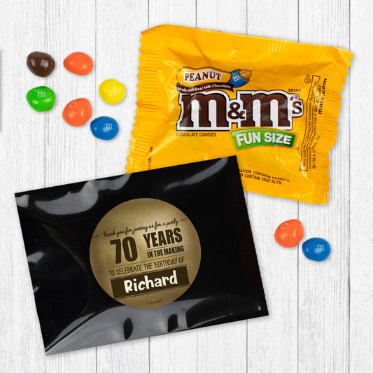 Personalized 70th Milestone Birthday 70 Years in the Making Peanut M&Ms