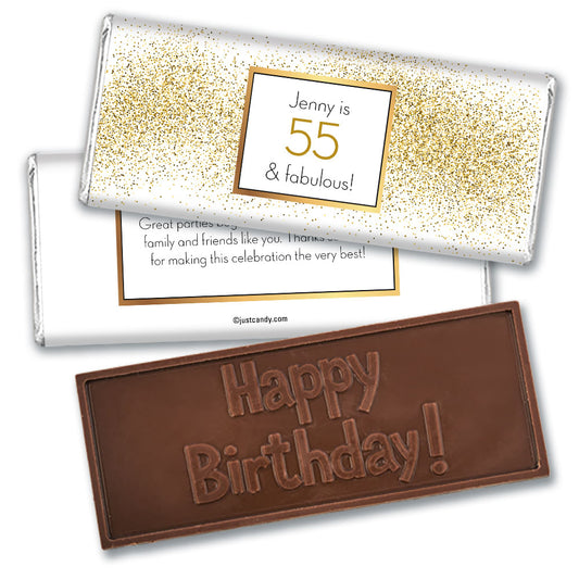 Personalized Birthday Glimmering Gold Embossed Chocolate Bars