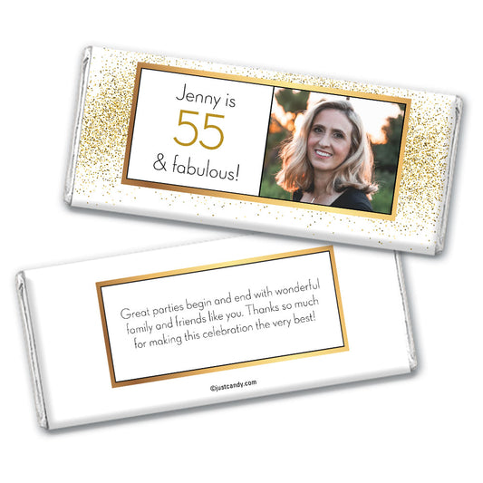 Personalized Birthday Glimmering Gold Photo Hershey's Milk Chocolate Bar