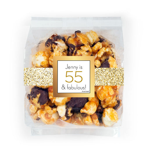 Personalized Birthday Glitter Chocolate Caramel Sea Salt Gourmet Popcorn 3.5 oz Bag