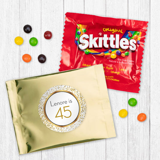 Personalized Birthday Glimmering Gold Skittles