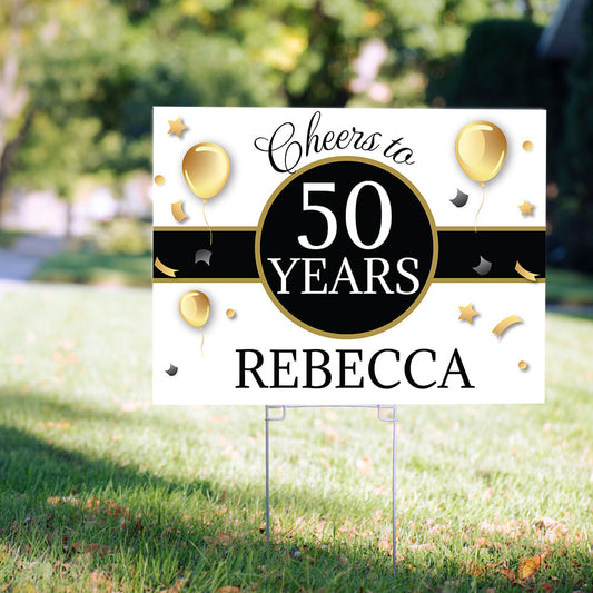 50th Birthday Yard Sign Personalized - Milestone Cheers