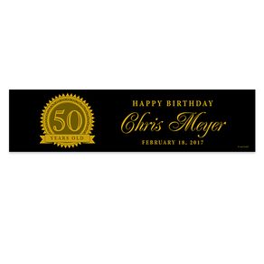 Personalized Birthday 50th Certificate 5 Ft. Banner