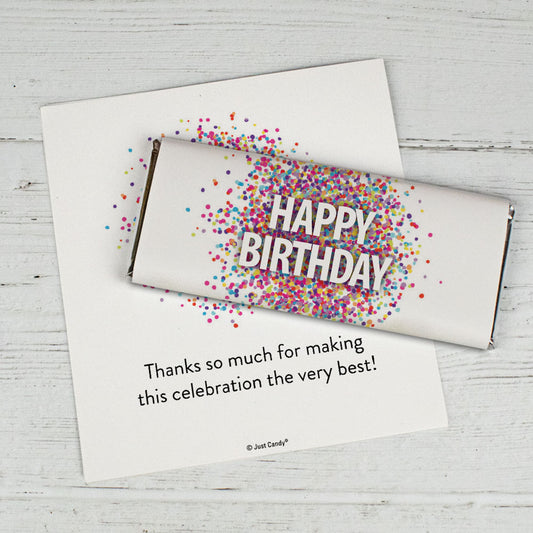 Personalized Happy Birthday Confetti Chocolate Bar Wrappers Only