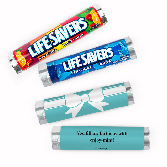 Personalized Birthday Tiffany Style Bow Lifesavers Rolls (20 Rolls)