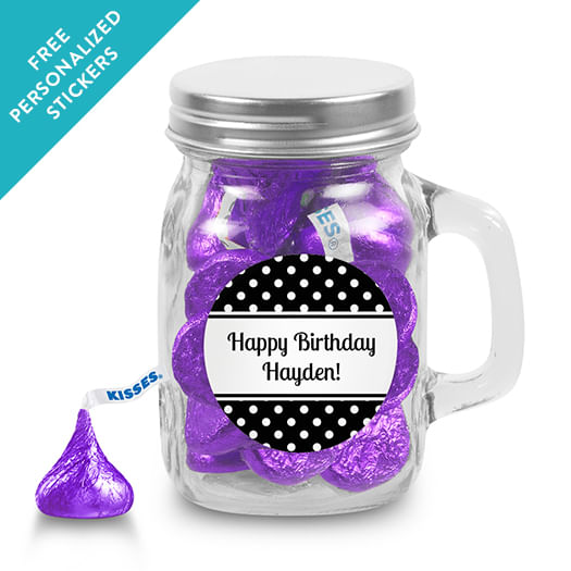 Birthday Personalized Mini Mason Mug Polka Dot (12 Pack)