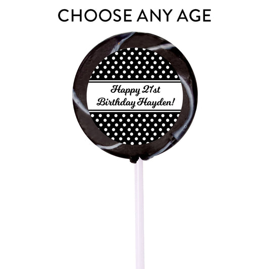 Birthday Personalized Small Swirly Pop Polka Dot (24 Pack)