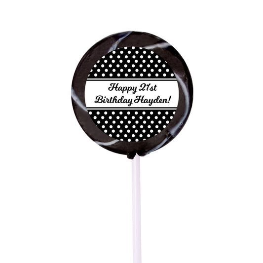 Birthday Personalized Small Swirly Pop Polka Dot (24 Pack)