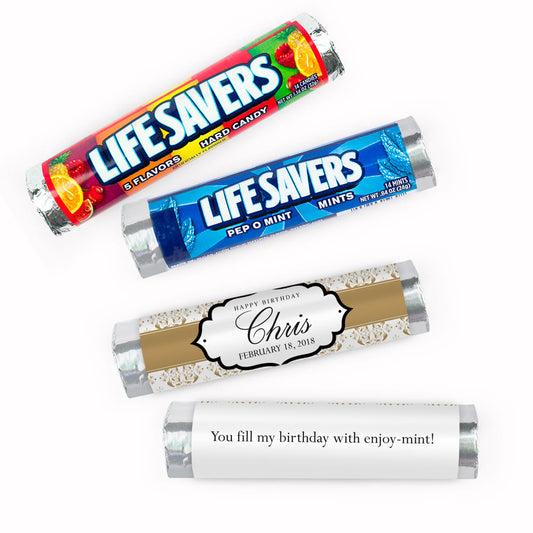 Personalized Birthday Baroque Pattern Lifesavers Rolls (20 Rolls)