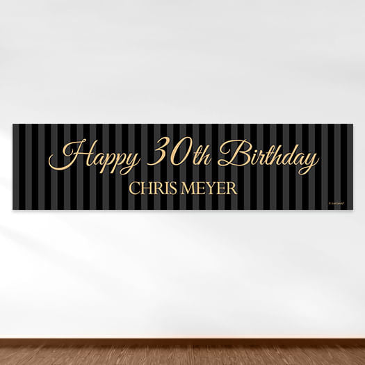 Personalized Birthday 30th Regal Stripes 5 Ft. Banner