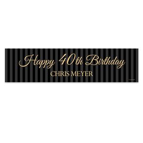 Personalized Birthday 40th Regal Stripes 5 Ft. Banner