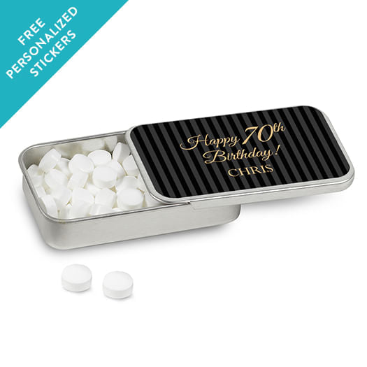 Milestones Personalized Mint Tin 70th Birthday Favors