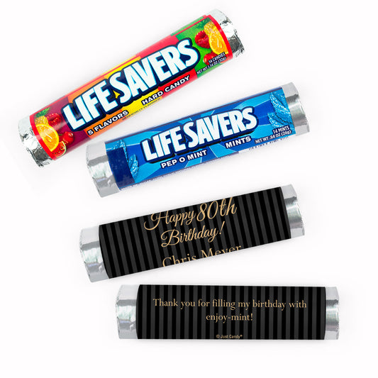 Personalized Milestone Birthday Stripes Lifesavers Rolls (20 Rolls)