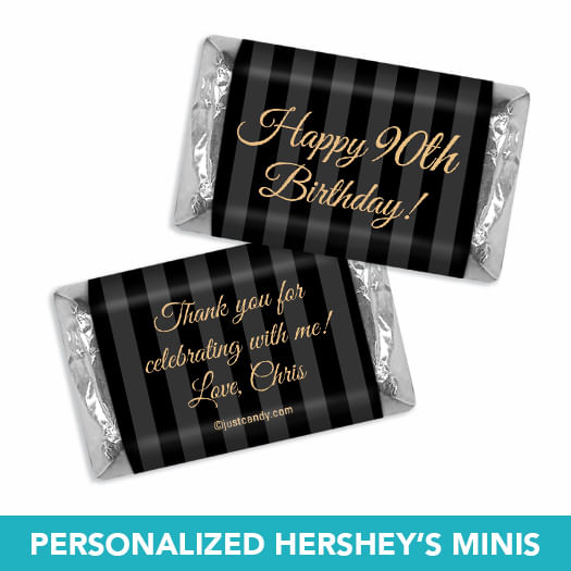 Personalized Milestone 90th Birthday Pinstripes Deluxe Candy Buffet